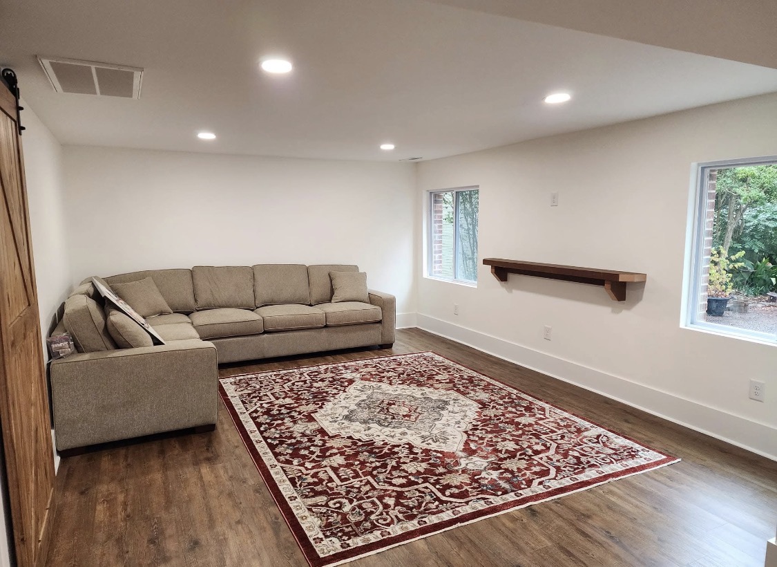 Finished basement living area